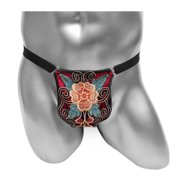 Men's Bikini with Floral Embroidery / Erotic Low Rise Underware / Sexy Male Panties - EVE's SECRETS
